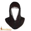 Round Ring Chainmail V Face Coif, Butted, 10 mm 16 gauge, Mild Steel