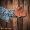 Medieval Mitten Gloves with Butted Chainmail Sheet