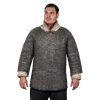 Round Ring Chainmail Medieval Half Sleeves Shirt Haubergeon, Riveted and Alternating, 9 mm 18 gauge, Mild Steel, Natural
