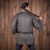 Round Ring Chainmail Medieval Half Sleeves Shirt Haubergeon, Riveted and Alternating, 9 mm 18 gauge, Mild Steel, Natural