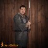 Round Ring Chainmail Medieval Half Sleeves Shirt Haubergeon, Riveted and Alternating, 9 mm 18 gauge, Mild Steel, Natural