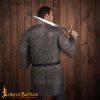 Round Ring Chainmail Medieval Half Sleeves Shirt Haubergeon, Riveted and Alternating, 9 mm 18 gauge, Mild Steel, Natural