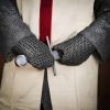 Padded Mittens with Chainmail Mild Steel Flat Ring Round Riveted Alternating
