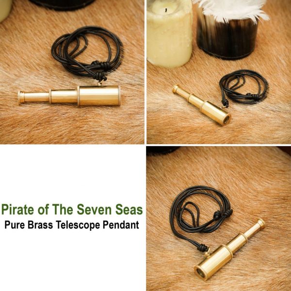 Pirate of the Seven Seas Pure Brass Telescope Pendant