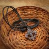 Fleur-de-Lis Pendant with Adjustable Leather Cord Antiqued Brass Accessory