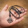 Fleur-de-Lis Pendant with Adjustable Leather Cord Antiqued Brass Accessory