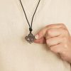 Fleur-de-Lis Pendant with Adjustable Leather Cord Antiqued Brass Accessory