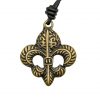 Fleur-de-Lis Pendant With Adjustable Leather Cord Antiqued Brass Accessory
