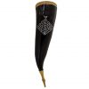 Viking Drinking Horn with Engraved Yggdrasil Design Handcrafted Genuine Ox Horn
