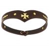 Leather Headband With Pure Brass Templar Cross Mount