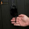 Rugged Medieval Iron Padlock with Chainmail Keychain and Paired Keys