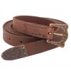 Ornate Viking Leather Belt with Antique Brass Buckle and Chape