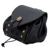 Medieval Leather Belt Pouch with Antique Brass Button