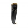 Engraved Twin Ravens Drinking Horn with Brass Fittings Handcrafted Genuine Ox Horn