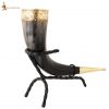 Medieval Viking Drinking Horn with Pure Brass Fittings Handcrafted Genuine Ox Horn