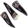 Fleur de Lis Drinking Horns Set of Three Handcrafted Genuine Ox Horn