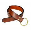 Handcrafted Fantasy Leather Belt with Pure Brass Ring Buckle