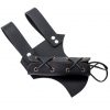 Black Genuine Leather Frog with Steel Ring