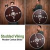 Studded Viking Wooden Shield with Steel Umbo and Fittings