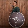 Studded Viking Wooden Shield with Steel Umbo and Fittings