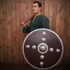 Studded Viking Wooden Shield with Steel Umbo and Fittings