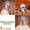 Greek hoplite Corinthian Steel Helmet with Leather Liner