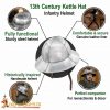 13th-14th Century Kettle Hat Infantry Helmet with Leather Liner 16 gauge