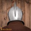 Renaissance Closed Helmet with Integrated Bevor Movable Visor 16 gauge