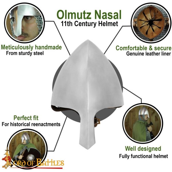 11th century Olmutz Nasal Helmet with Leather Liner