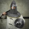 Olmutz Nasal 11th Century Helmet with Chainmail Camail 12 gauge