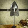 Olmutz Nasal 11th Century Helmet with Chainmail Camail 12 gauge