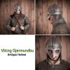 Viking Gjermundbu Antique Steel Helmet with Genuine Leather Liner and Butted Camail