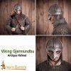 Viking Gjermundbu Antique Steel Helmet with Genuine Leather Liner and Butted Camail