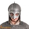Viking Gjermundbu Antique Steel Helmet with Genuine Leather Liner and Butted Camail