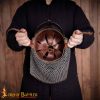 Viking Gjermundbu Antique Steel Helmet with Genuine Leather Liner and Butted Camail