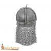 Viking Gjermundbu Antique Steel Helmet with Genuine Leather Liner and Riveted Camail 16 gauge