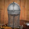 Viking Gjermundbu Antique Steel Helmet with Genuine Leather Liner and Riveted Camail 16 gauge