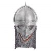 Viking Gjermundbu Antique Steel Helmet with Genuine Leather Liner and Riveted Camail 16 gauge