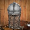 Viking Gjermundbu Antique Steel Helmet with Genuine Leather Liner and Riveted Camail 16 gauge