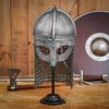 Viking Gjermundbu Antique Steel Helmet with Genuine Leather Liner and Riveted Camail 16 gauge