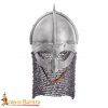 Viking Gjermundbu Antique Steel Helmet with Genuine Leather Liner and Riveted Camail 16 gauge