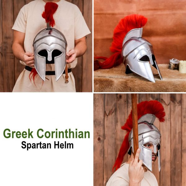 Greek hoplite Corinthian Steel Helmet with Rich Battle Crest - Image 16