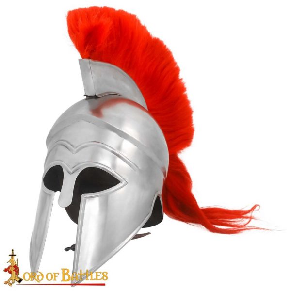 Greek hoplite Corinthian Steel Helmet with Rich Battle Crest - Image 6