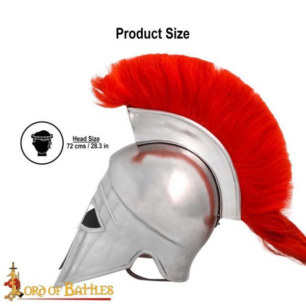 Greek hoplite Corinthian Steel Helmet with Rich Battle Crest - Image 3