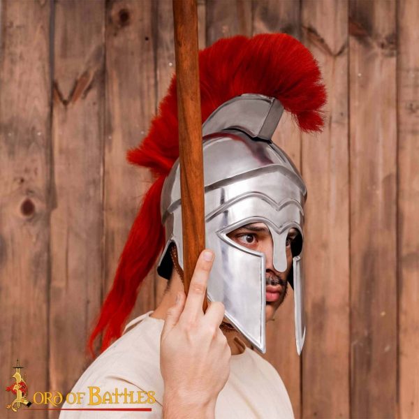 Greek hoplite Corinthian Steel Helmet with Rich Battle Crest - Image 8
