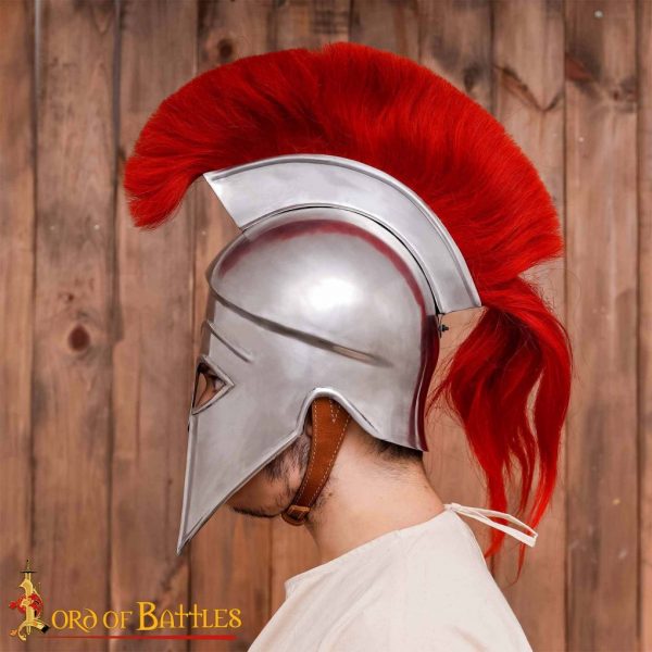 Greek hoplite Corinthian Steel Helmet with Rich Battle Crest - Image 9