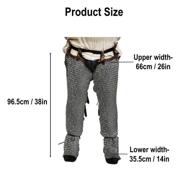 Round Ring Chainmail Leggings Chausses Hoses, Dome Riveted, ID 10 mm, Mild Steel