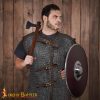 Round Ring Chainmail Byrnie with Genuine Leather, Dome Riveted, ID 10 mm, Natural