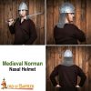 Medieval Norman Nasal Steel Helmet with Butted Chainmail Camail 16 gauge