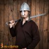 Medieval Norman Nasal Steel Helmet with Butted Chainmail Camail 16 gauge